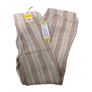 Roxy Women's Striped Cargo Pockets Pants, Pink, Size S